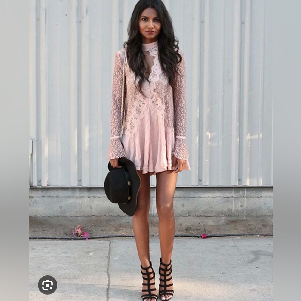 Free People Pink Lace Mini Dress